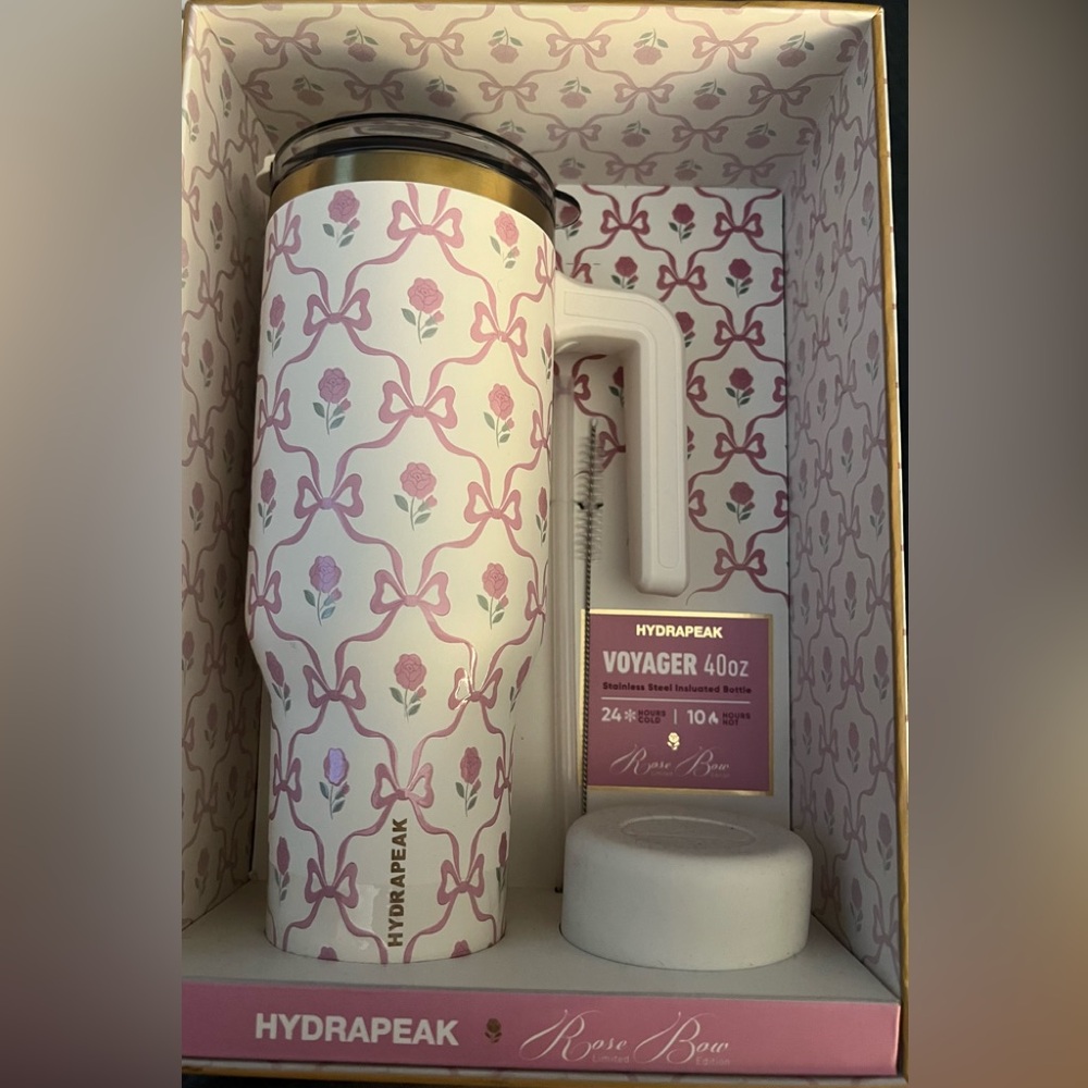 Hydrapeak Voyager 40 oz Tumbler Rose Bow Print Limited Edition